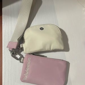LULULEMON Dual Pouch Wristlet Pink Peony/white